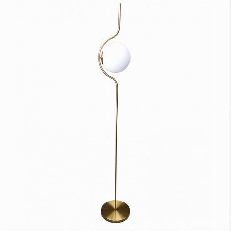 TrAdE Shop Traesio - Lampada Da Terra Oro Con Sfera In Vetro Bianco Piantana E27 Design Moderno 33894 - (1/5)
