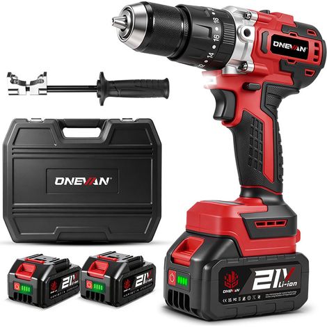 Perceuse visseuse à percussion 18V 90Nm Brushless, Mandrin 13 mm, avec 2 Batteries 4,0Ah et Chargeur - Boîte (1/5)