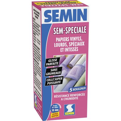 Colle en poudre pour papiers peints, vinyls, lourds, spéciaux et intissés Sem-Spéciale Semin - boite 200 g
