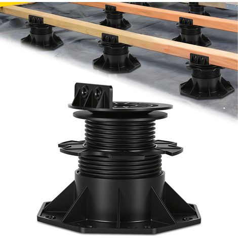 Wolketon Set da 10 piedistalli regolabili 75-145 mm per travetti, PP nero (1/5)