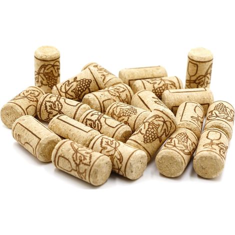 Lot de 24 bouchons de bouteille de vin avec motif - Bouchons coniques en liège pour bouteille de bière de vin, bouteilles en verre, bricolage, artisanat (21 x 39 mm) (1/5)