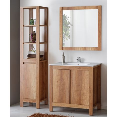 Ensemble meubles de salle de bain complet - Bois - 80 cm - Typical Oak - Livraison gratuite