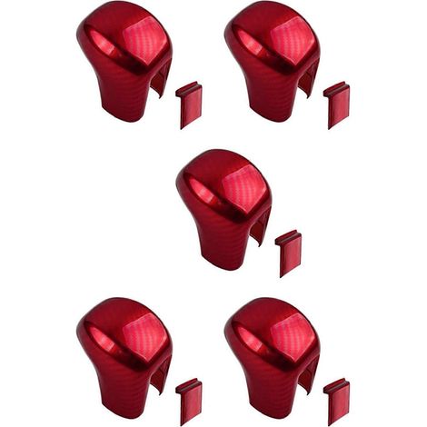 5X Cache de pommeau de levier de vitesse ABS rouge imitation fibre de carbone pour Honda Civic Berline 2020 2019 2018 2017 2016 (1/5)