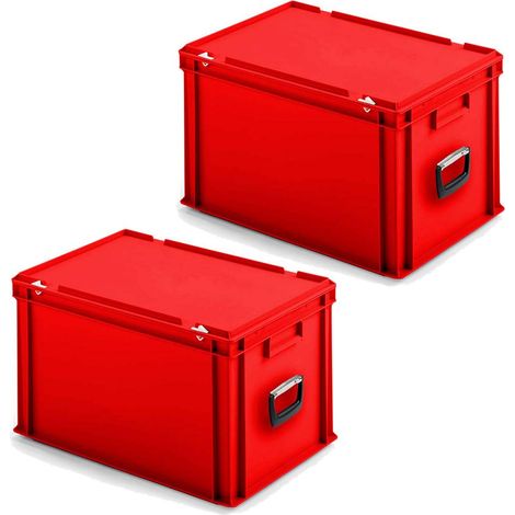 BRB 2 Eurokoffer mit 1 Tragegriff je Stirnseite, LxBxH 600x400x330 mm (rot) (1/3)