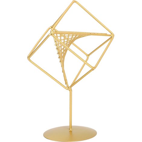 Décoration de table géométrique dorée, sculpture géométrique 3D créative en fer, ornement décoratif compact pour salon, bureau ou pièce d'étude. (1/5)