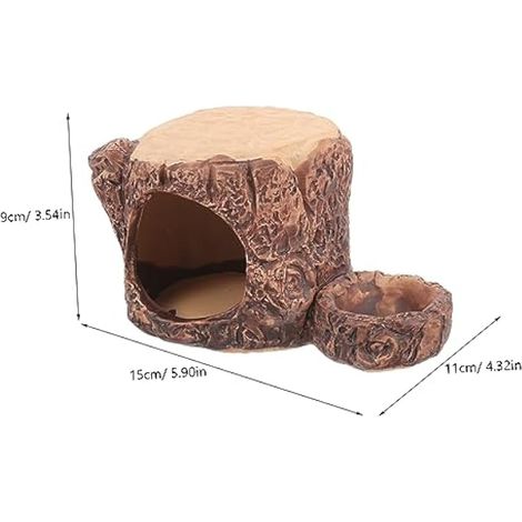 Cachette en céramique en forme de souche pour petits animaux de compagnie, espace de repos pour hamsters et chinchillas décoratif et respirant pour plus de confort (1/5)