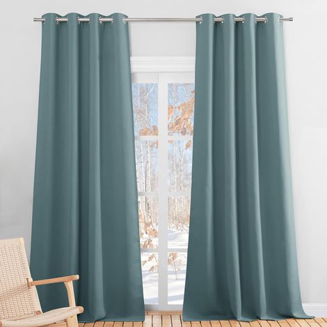 Rideaux Salon - Rideau Occultant Bleu Moderne Décoration Fenêtre Isolation Thermique Lumineux Bloquer pour Maison Chambre Panneux à Oeillets, Bleu Arctique, 140 x 240 cm, 2 PCs