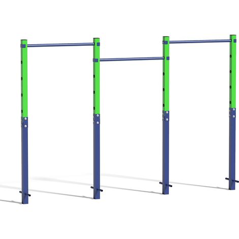 COSTWAY Barre de Traction Extérieure, Barre de Fitness Réglable en Hauteur sur 5 Niveaux, Protections Anti-chocs, pour Enfants Adolescents Adultes, pour Gymnastique Parc, 330 x 5 x 231,5 cm (Bleu) (1/5)
