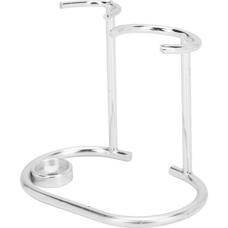 Support de rasoir en acier inoxydable de sécurité, design moderne, antirouille, durable, petit format et portable, porte-pinceaux de rasage pour salle de bain, couleur argent. (1/5)