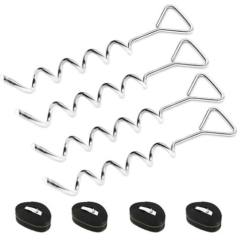 Set di 4 picchetti di ancoraggio resistenti per trampolino, kit di contenimento per animali domestici (cani e gatti), adatti per trampolini, altalene, casette da giardino e giardini. (1/5)