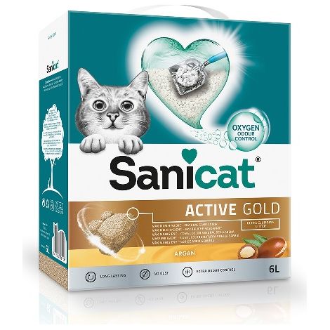 SANICAT Active Gold, Arena sin Polvo para Gatos, 6 L