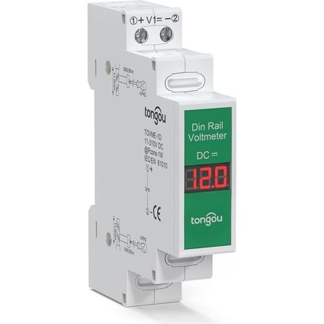 DIN-Schienen-Spannungsmesser DC 11–310 V, digitales DIN-Schienen-Voltmeter, Gleichspannungsprüfer, DIN-Voltmeter zur Steuerung von PV-Anlagen/Batterieladung (1/5)
