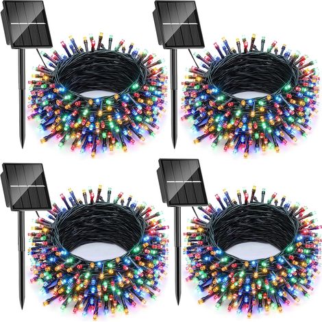 Guirlande solaire extérieure 22 m avec 400 LED, 8 modes d’éclairage et protection étanche, lumière multicolore pour cour, jardin, terrasse, fête et Noël (1/5)