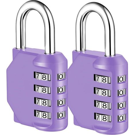 Zahlenschloss 4-stellig, robust, violett, 2 Stück