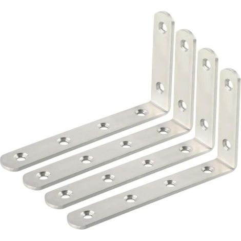 4 pièces supports d'étagère en L, supports muraux pour étagères en bois, support d'étagère robuste 125 mm x 75 mm (1/5)