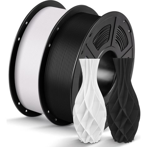 APEX Filament PLA 1,75 mm, filament pour imprimante 3D RFID, précision dimensionnelle +/- 0,02 mm, lot de 2 bobines réutilisables de 1 kg, noir et blanc (1/5)