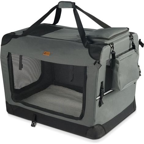 VOUNOT Pet Carrier Bag Portable Foldable Dog Cat Travel Carrier Bag, 3 Entry Doors, Breathable Mesh and Padded Handles, S Grey