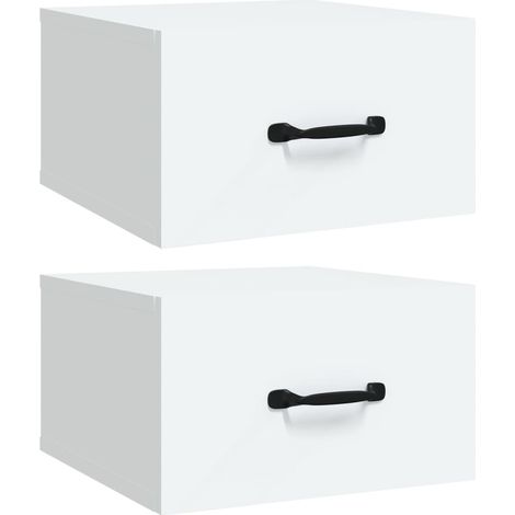 Maison Exclusive - Mesitas de noche de pared 2 uds blanco 35x35x2