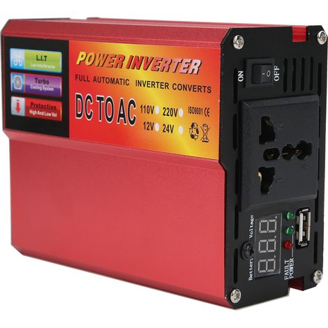 500-W-Tragbarer Smart-Wechselrichter mit modifizierter Sinuswelle, Mehrfachschutz, DC 12 V auf AC 110 V mit USB-Ladeanschluss