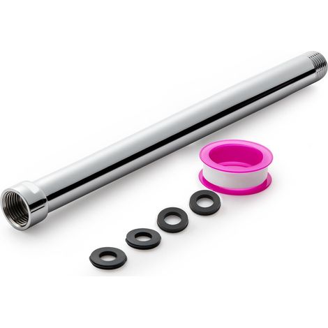 Extension de Douche de 25,4 cm, Tube Prolongateur de Douche en Acier Inoxydable 304, Bras de Douche Extensio de G1/2, Accessoires de Douche pour Salle de Bain, Chromé (1/5)