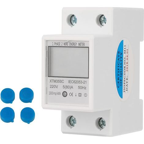 Single-Phase Electric Meter, 35mm DIN Rail, LCD Display, 220V Voltage, 80A Current, Indoor (1/5)