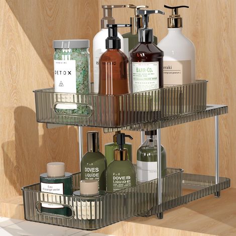 Rangement Sous Evier - 2 Niveaux - Bac Transparent Avec Séparateurs Réglables - Pour Salle De Bain Cuisine Et Armoire Médicale - Lot De 1 (1/5)