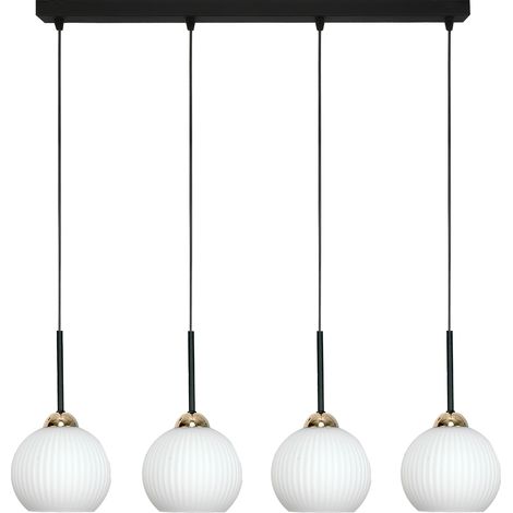 LED-Hängeleuchte für die Küche, weiße Lampenschirme, schwarz, 4xE27, Fiona 14-991 (1/5)