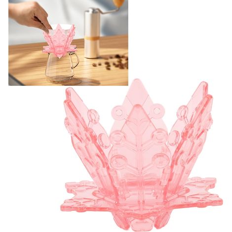 Cafetière portable à partager, tasse à filtre à café en PP de qualité alimentaire, tasse à café à infusion lente, tasse à filtre flocon de neige, rose. (1/5)