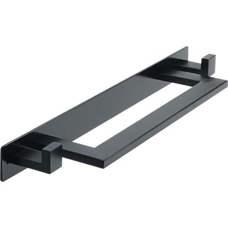 CYRILL – Portasciugamani con 2 ganci da bagno, lunghezza 44 cm, portasciugamani a parete in acciaio inossidabile SUS304, pratico portasciugamani, nero (1/5)