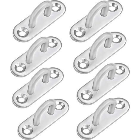 Pair Ösenplatte aus Edelstahl M5 (8 Stück) – Länglicher U-förmiger Metallhaken zur Wand- und Deckenmontage (45 x 15 mm) – Befestigungshaken für Aufhängungen mit einer Tragkraft von 25 kg