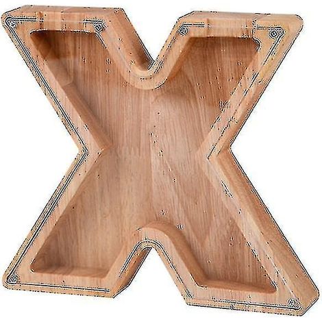 Holz-Sparschwein mit Alphabet – Buchstaben – Kinder-Sparschwein – Münzbox – X