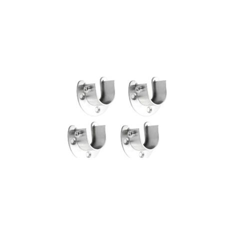 Staffa per asta per tende in acciaio, 4 staffe in acciaio inox con viti, per camera da letto, bagno 25 mm - Crezuo