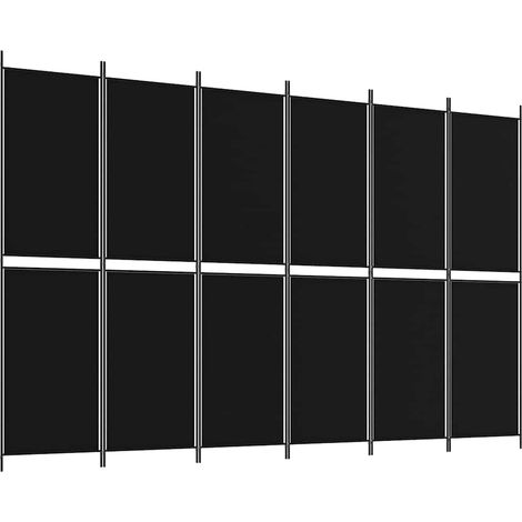 Paravent Cloison de séparation 6 panneaux, Pour Jardin, Balcon, Terrasse Noir 300x200 cm Tissu OIB9053E (1/5)