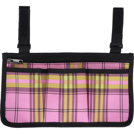 Sacoche latérale pour fauteuil roulant, rose rouge, pochette de rangement à poches multiples, accessoires pour accoudoirs (1/3)