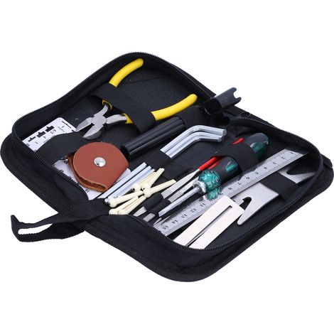 Kit 26 pièces outillage guitare réparation entretien cordes organiseur clés médiators limes mesure maintenance luthier accessoires (1/5)
