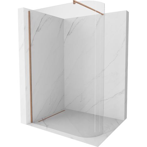 Mexen Kioto Duschwand gebogen Walk-in 100 x 200 cm, transparent 8 mm, gebürstetes Kupfer - 800-100-1