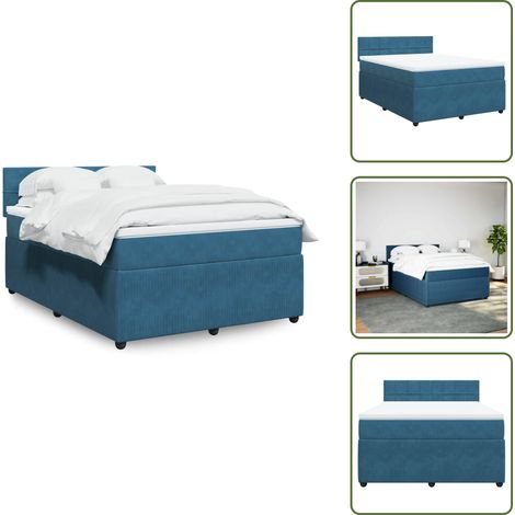 vidaXL Sommier à lattes de lit et matelas bleu 140x190 cm velours
