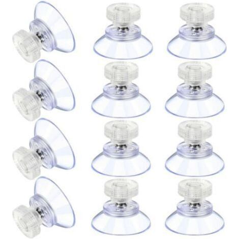 12 Large Suction Cups, Plastic Suction Cups, Anti-Collision Transparent Rubber Suction Cups, Metal Screw Nuts, Solid Transparent PVC Suction Cups, Replacement with Screw Nuts (25mm x M4) (1/4)
