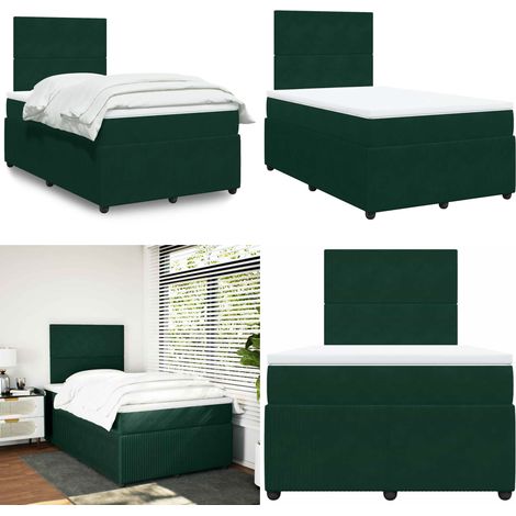 Sommier à lattes de lit avec matelas vert foncé 120x190 cm - Sommier à lattes - Matelas à ressorts ensachés (1/5)