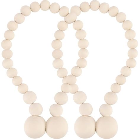 Pinces À Perles Magnétiques - Bois Naturel - Pour Rideaux - Sans Perçage - Fixation Sécurisée - Lot De 2