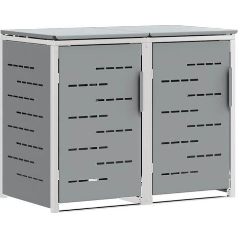 Armoire de rangement pour poubelle grise, 138 x 77,5 x 112,5 cm (1/5)