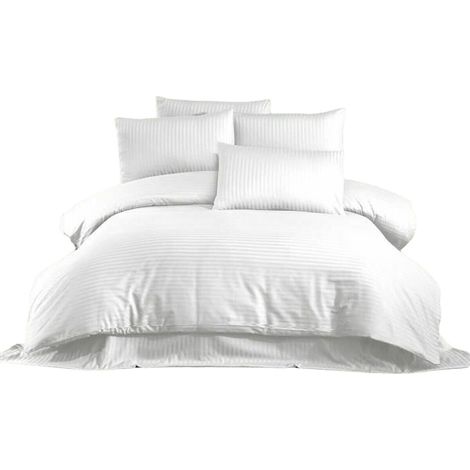 Set di biancheria da letto - 1 copripiumino 220 x 240 cm + 2 federe 60 x 60 cm - 70% poliestere, 30% cotone - Bianco (1/5)
