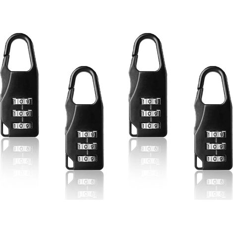 Petit Cadenas à Code 3 Chiffres en Alliage De Zinc : Serrure Sécurisée pour Bagages, Valise, Vélo, Sacs et Boîte à Outils - 4 pièces (1/5)