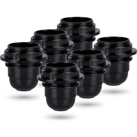 Douille à vis noire E27 - 6 anneaux en plastique pour douille E27 - Douille pour ampoule E27 - Support de douille pour ampoule E27 (1/5)