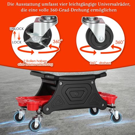 Wolketon Werkstatthocker mit Rollen und Ablage, belastbar bis 185 kg (1/3)