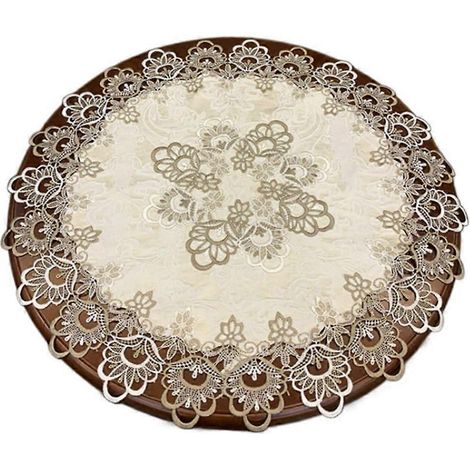 Nappe ronde blanche en polyester, 60 cm, napperons brodés de dentelle florale, centre de table pour décoration de mariage et de réception