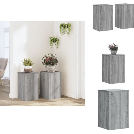 Supports pour plantes 2 pcs gris sonoma bois d'ingénierie - Support De Plantes - Supports De Plantes - Support De Fleurs - Support De Pot De Fleurs (1/5)