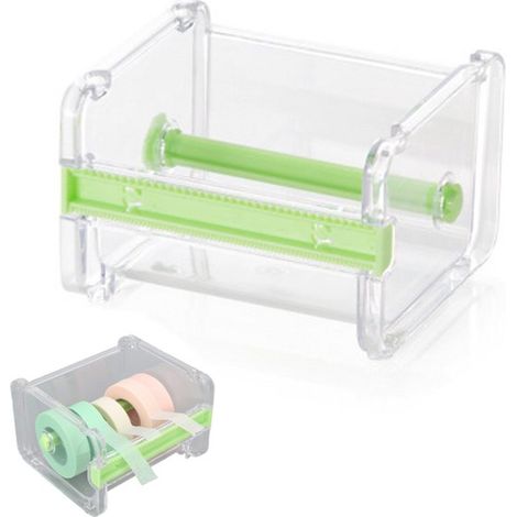 Dispensador de cinta, Soporte para cinta Washi con cortador, No excluye cinta, Apto para cinta adhesiva/cinta Washi, 10,3 × 9,1 × 7,1 cm, Verde (1/5)