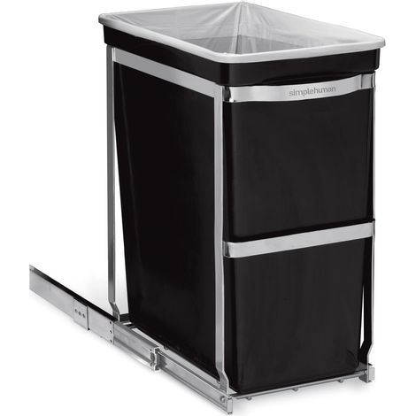 poubelle coulissante, poubelle sous evier, poubelle de cuisine, cadre en acier ultra-robuste, 30 litres, Poli (1/5)