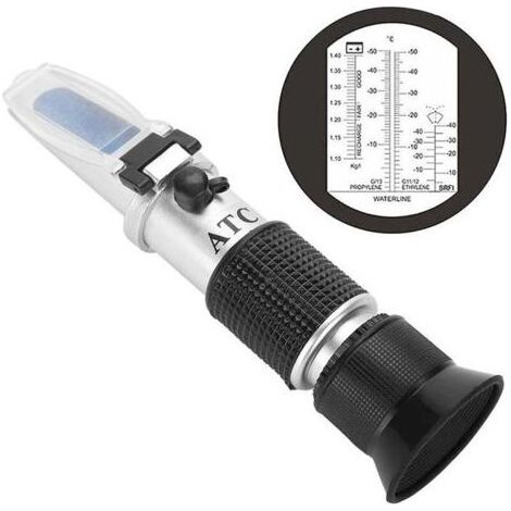 Réfractomètre de liquide de refroidissement antigel – Mesure -50 à 0°C – Pour éthylène et propylène glycol – Système optique ajustable - 4-en-1 (1/5)